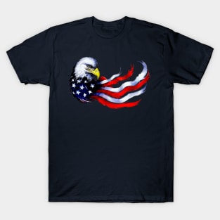 4th of July - Patriotic Eagle Design - Flag USA - Sticker T-Shirt